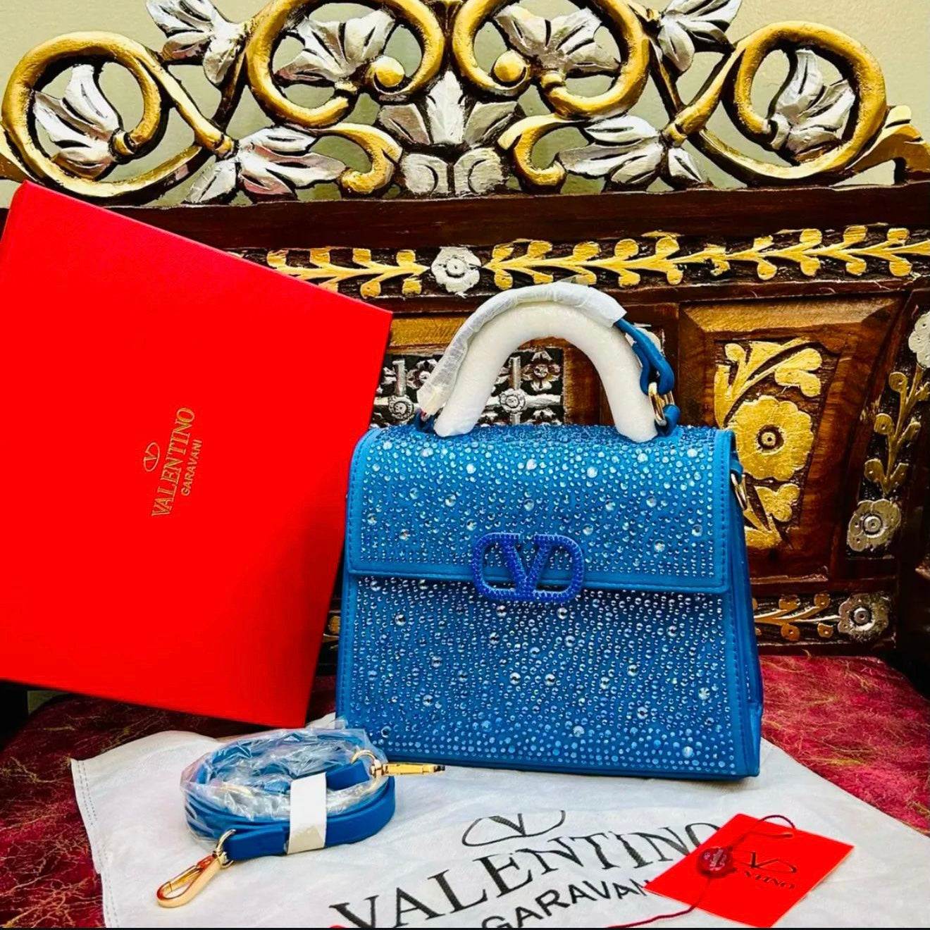 VALENTINO BLUE CRYSTAL BAG