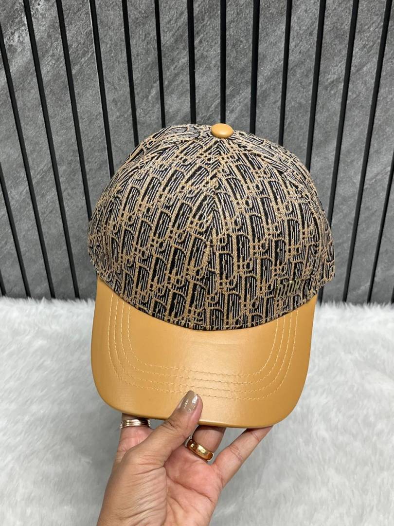 Dior_All_Brown_Monogram_Premium_Small_Side_Logo_Leather_Unisex_Cap_With_Safety_Box