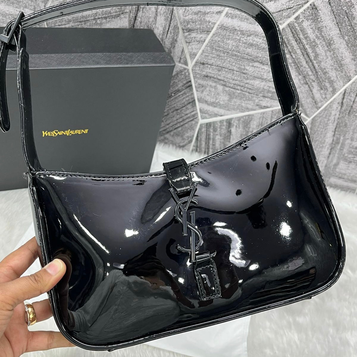 YSL Hobo Patent Leather Bag