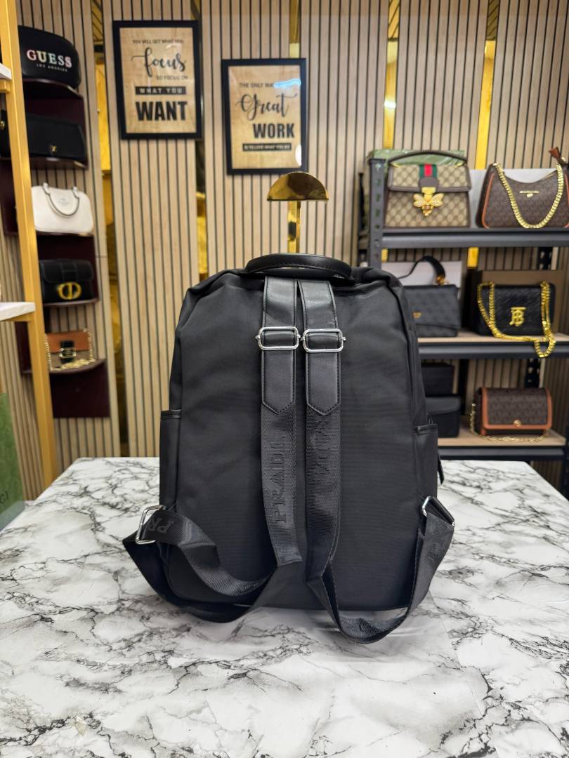 Prada Saffiano Re-Nylon Unisex Backpack (2022-Black)