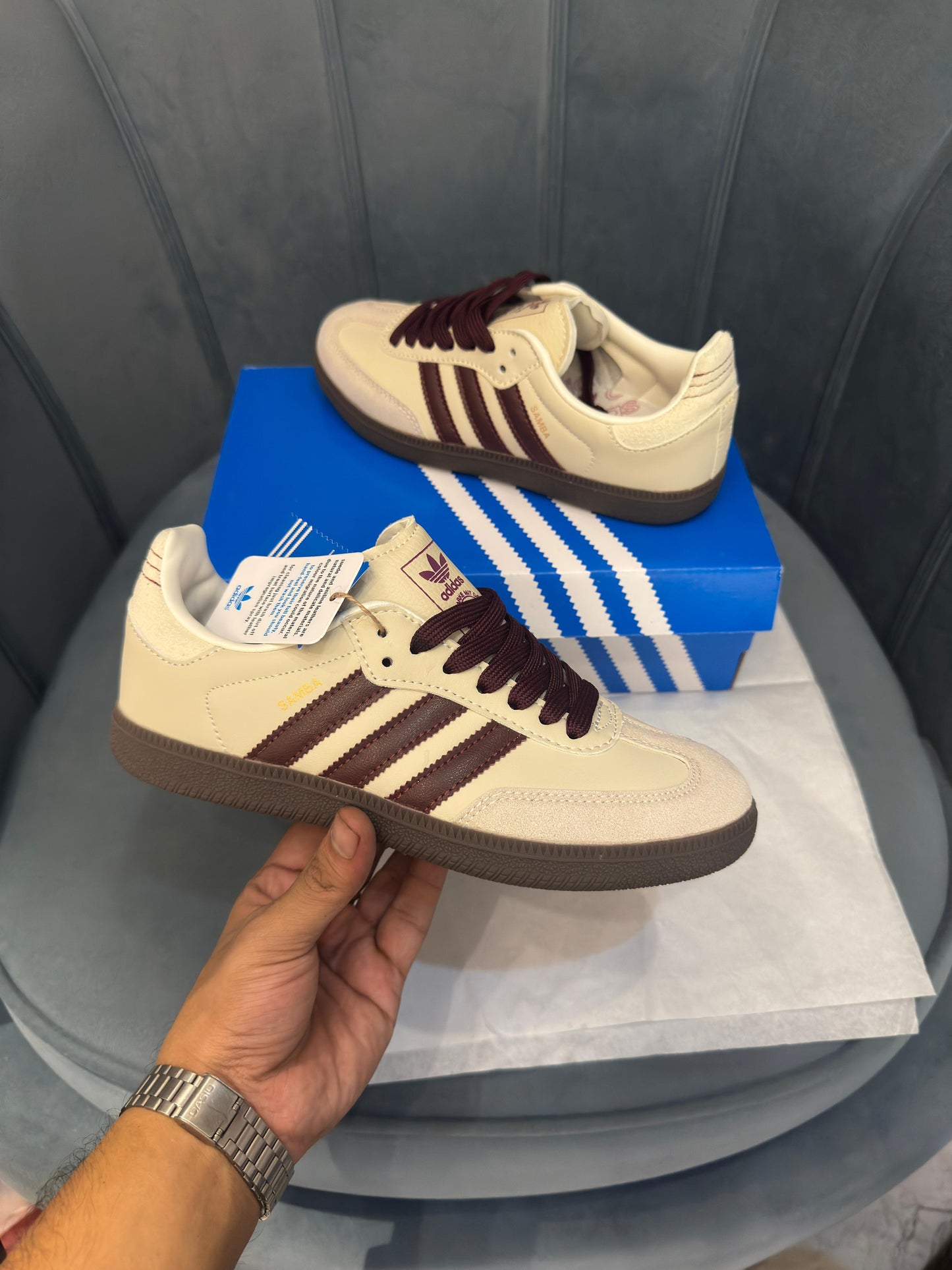 Adidas originals samba white maroon