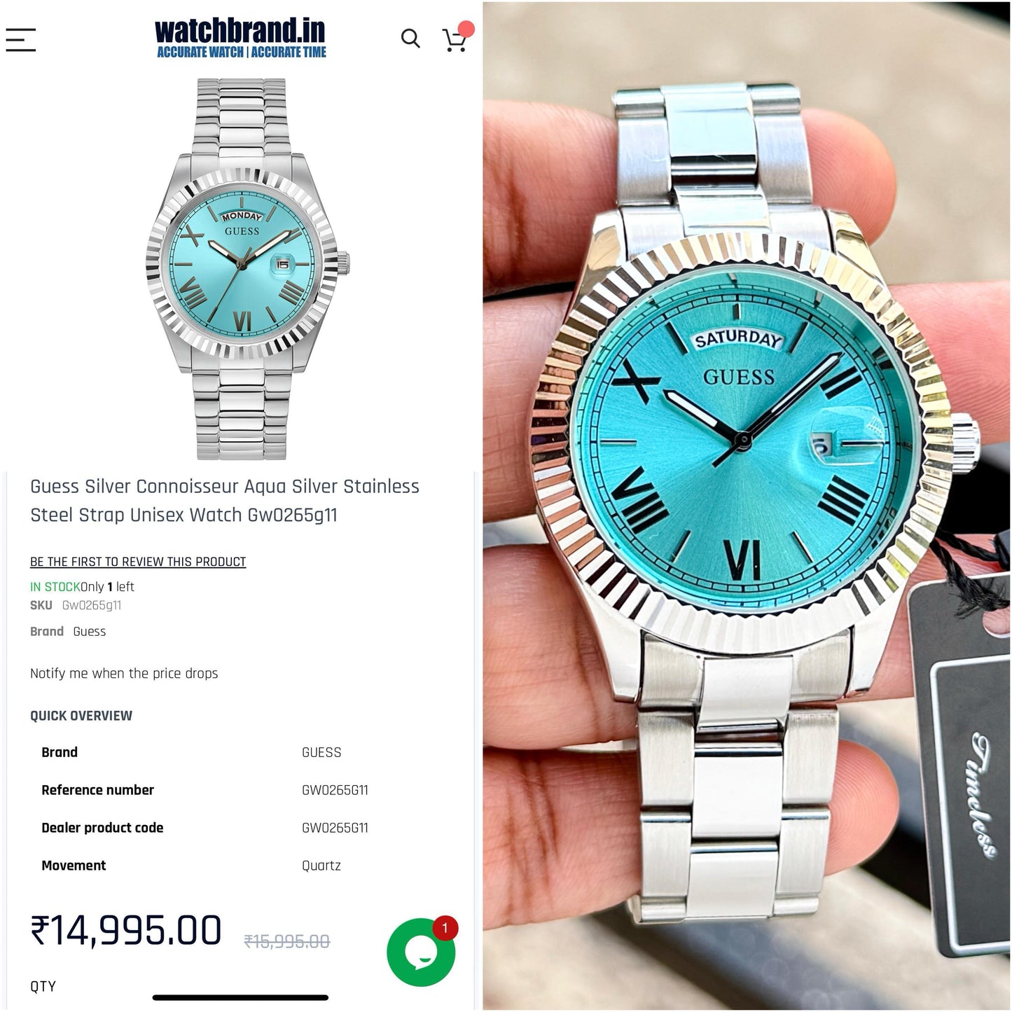 Guess connoisseur aqua