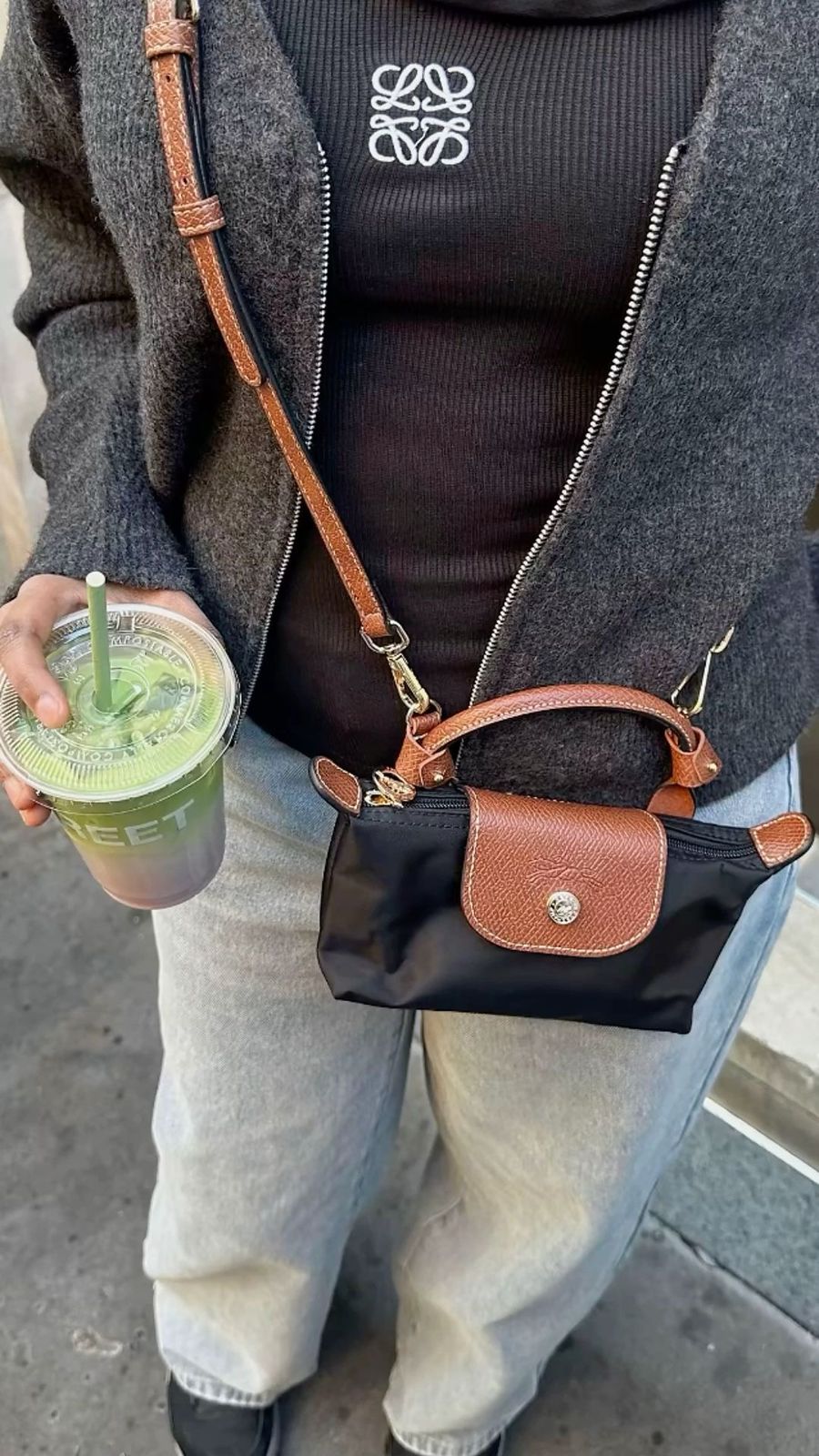 Long champ le pilage mini crossbody bag