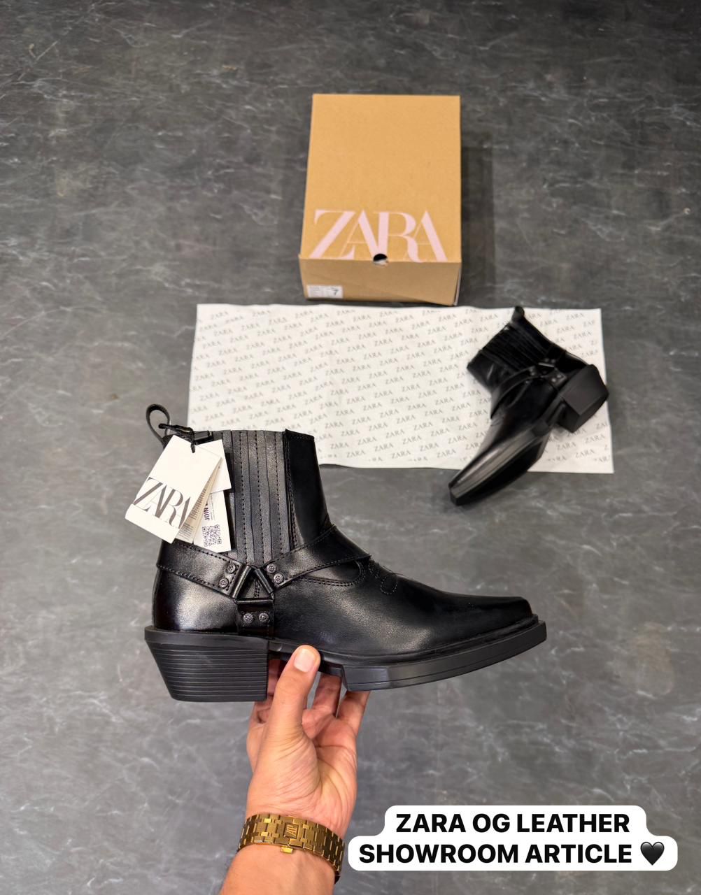Zara cowboy leather boots