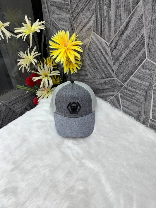 Philipp Plein Light Grey Front Skull Logo Premium Unisex Cap With Safety Box