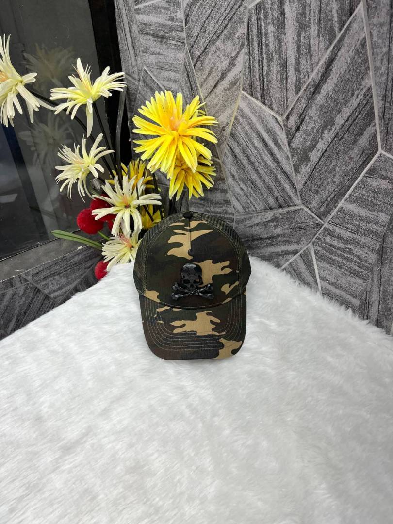 Philipp Plein Camouflage Front Skull Logo Premium Unisex Cap With Safety Box