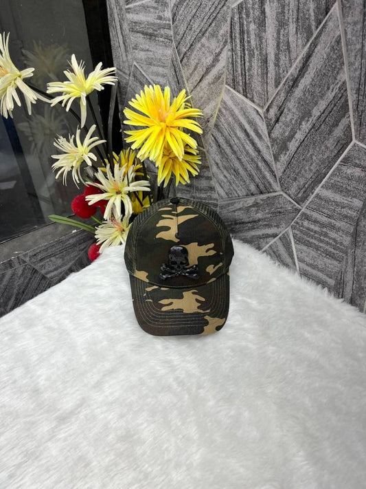 Philipp Plein Camouflage Front Skull Logo Premium Unisex Cap With Safety Box