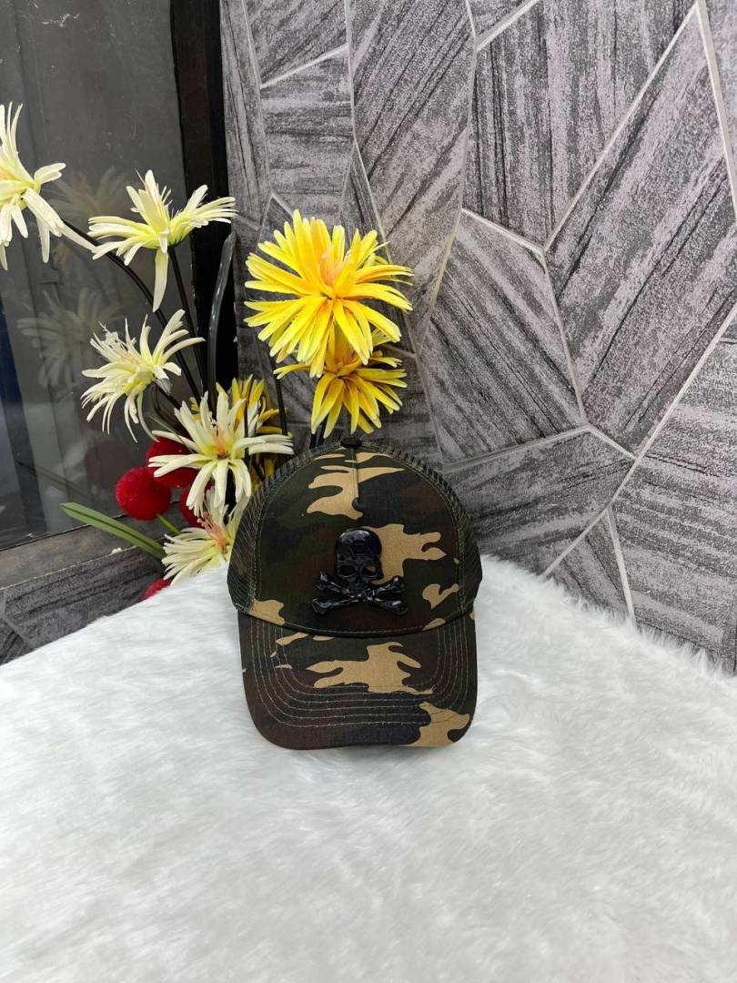 Philipp Plein Camouflage Front Skull Logo Premium Unisex Cap With Safety Box