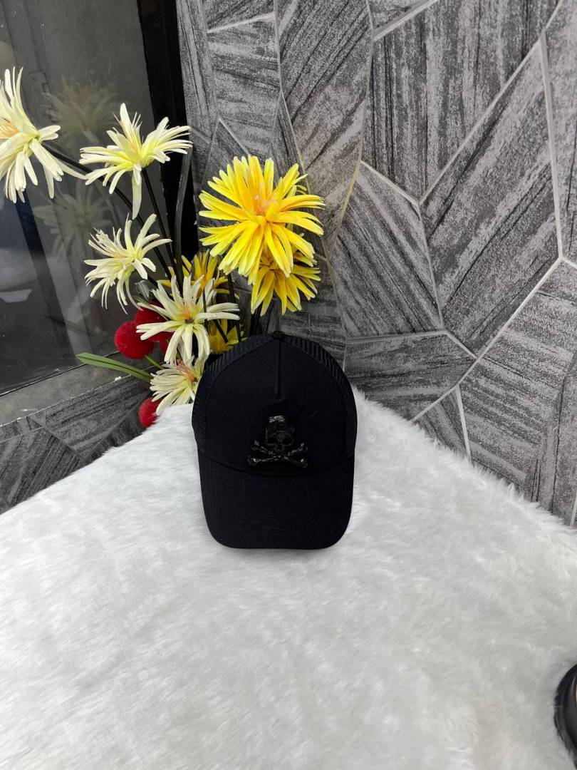 Philipp Plein All Black Front Skull Logo Premium Unisex Cap With Safety Box
