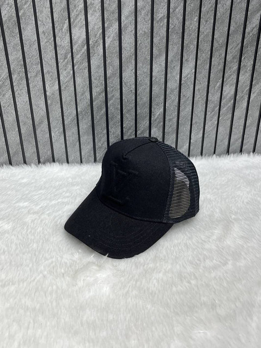 Louis_Vuitton_All_Black_Big_Front_Logo_Net_Premium_Unisex_Cap_With_Safety_Box