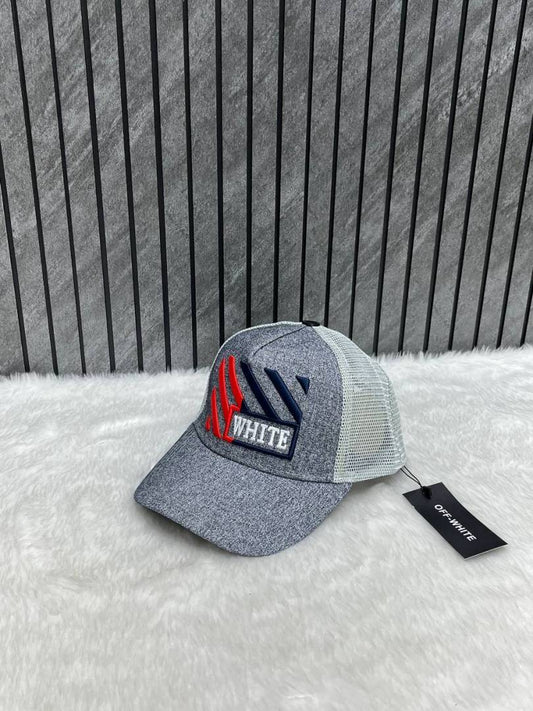 Off_White_Grey_Front_Logo_White_Net_Premium_Unisex_Cap_With_Safety_Box