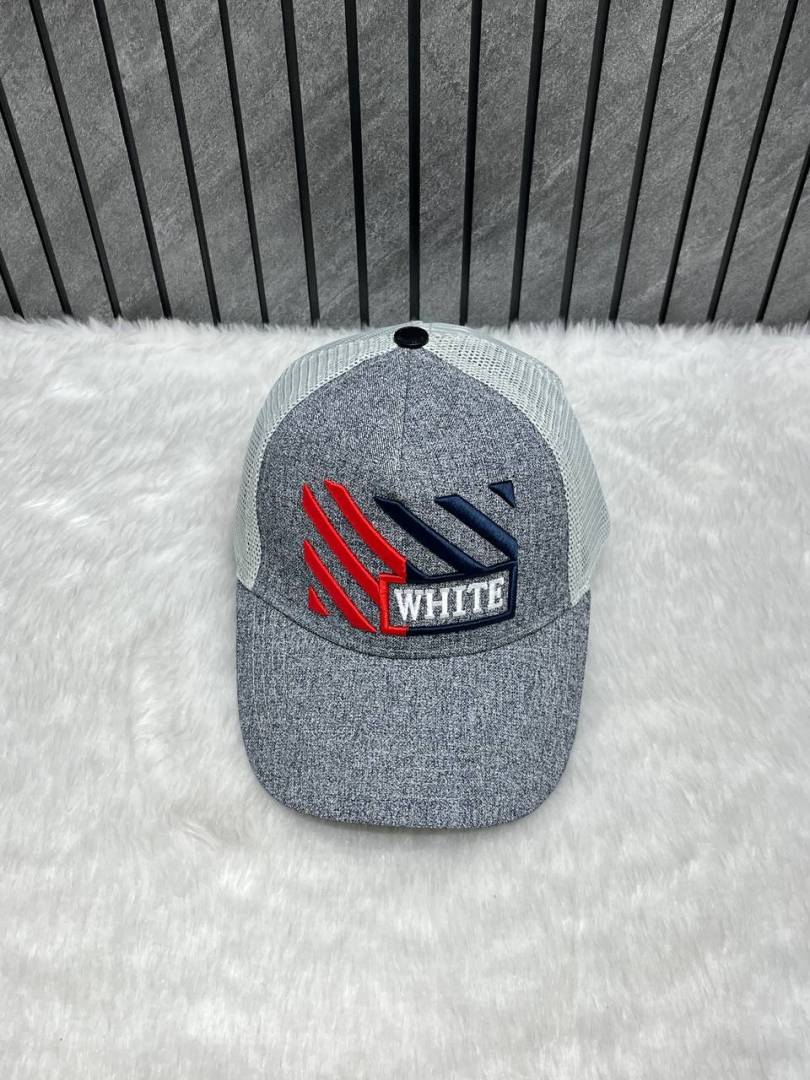 Off_White_Grey_Front_Logo_White_Net_Premium_Unisex_Cap_With_Safety_Box