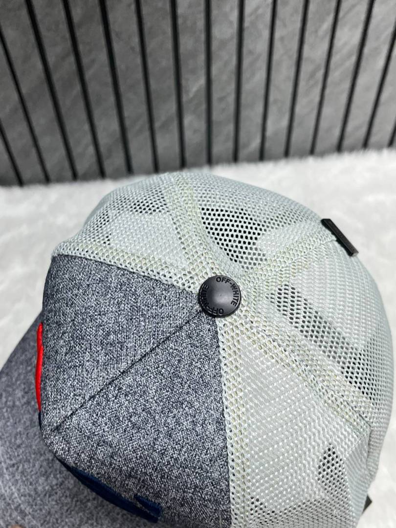 Off_White_Grey_Front_Logo_White_Net_Premium_Unisex_Cap_With_Safety_Box