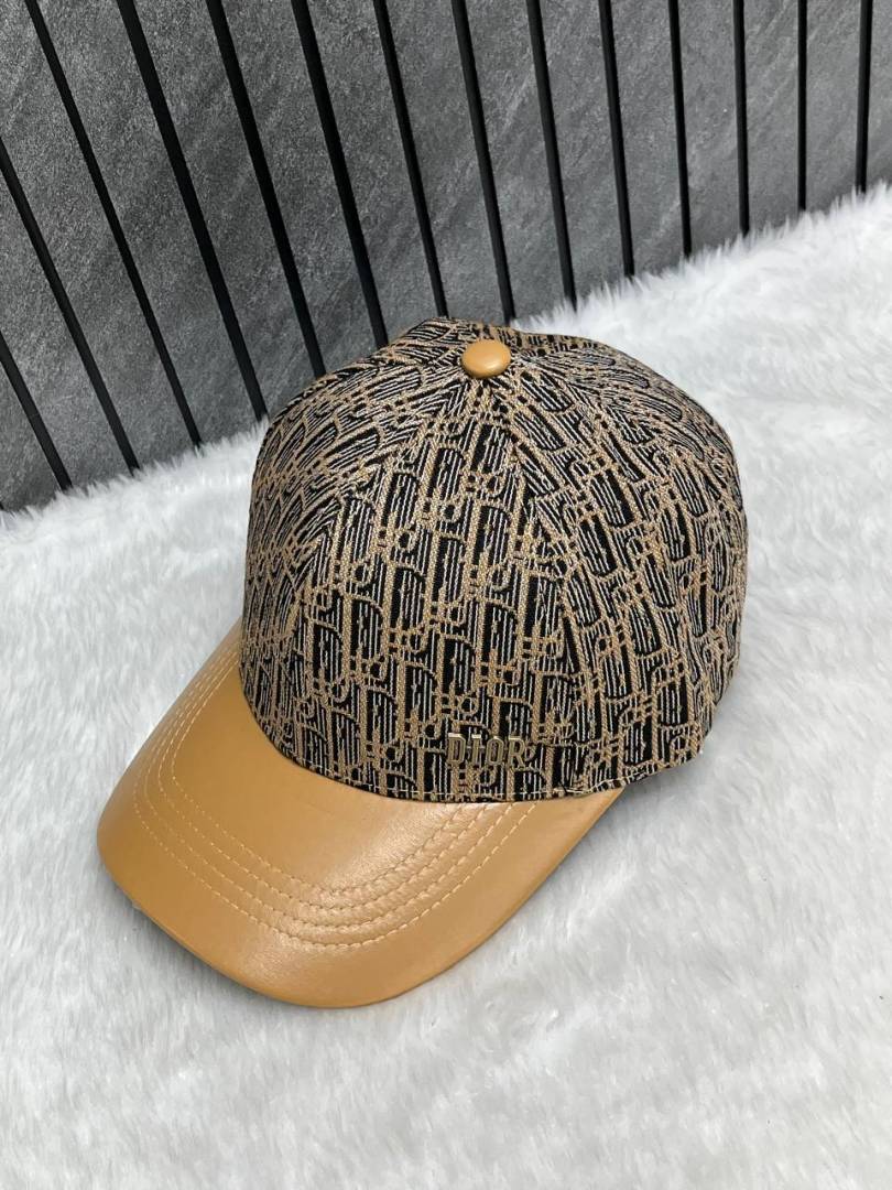 Dior_All_Brown_Monogram_Premium_Small_Side_Logo_Leather_Unisex_Cap_With_Safety_Box