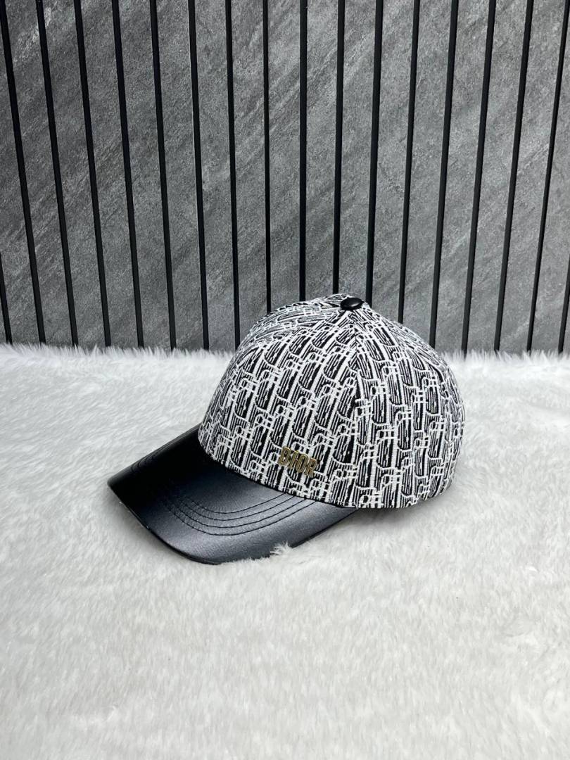 Dior_All_Black_Monogram_Premium_Small_Side_Logo_Leather_Unisex_Cap_With_Safety_Box