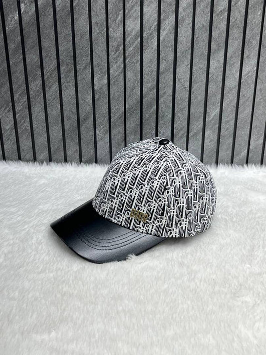 Dior_All_Black_Monogram_Premium_Small_Side_Logo_Leather_Unisex_Cap_With_Safety_Box