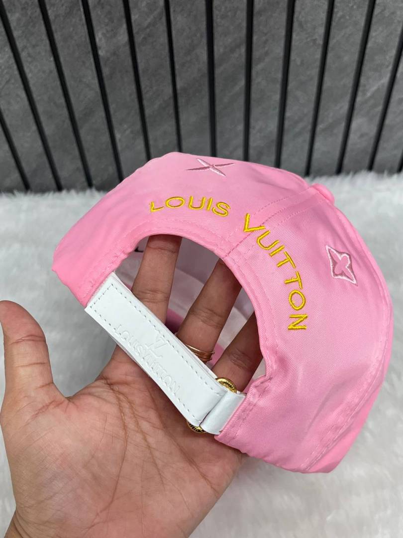 Louis_Vuitton_Nylon_Pink_Small_Side_Logo_Flower_Top_Premium_Unisex_Cap_With_Safety_Box
