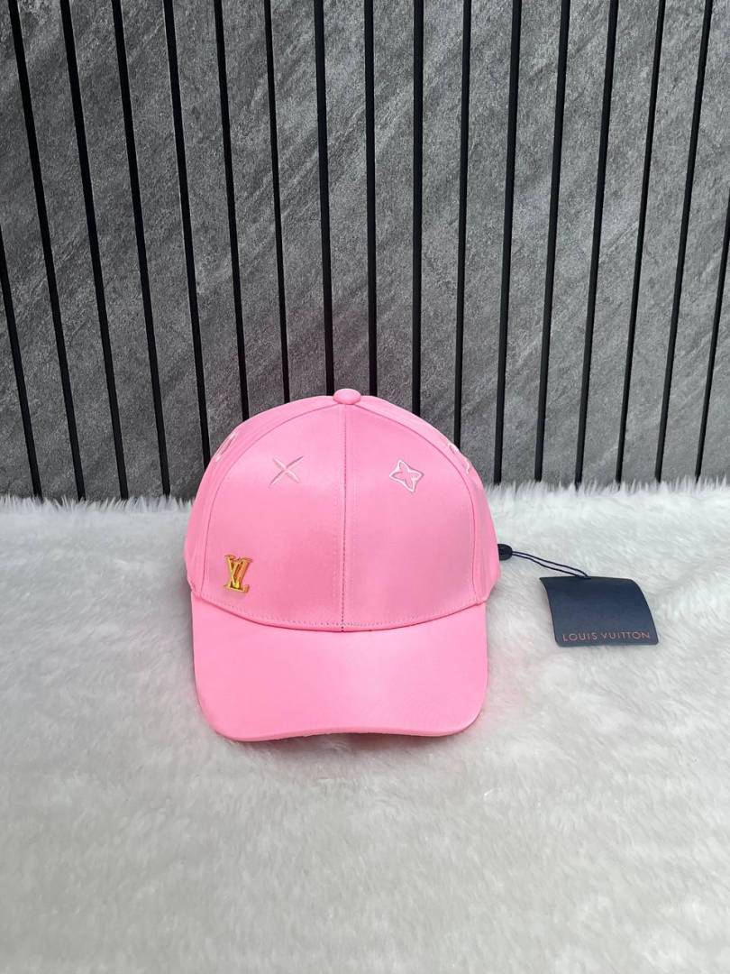 Louis_Vuitton_Nylon_Pink_Small_Side_Logo_Flower_Top_Premium_Unisex_Cap_With_Safety_Box