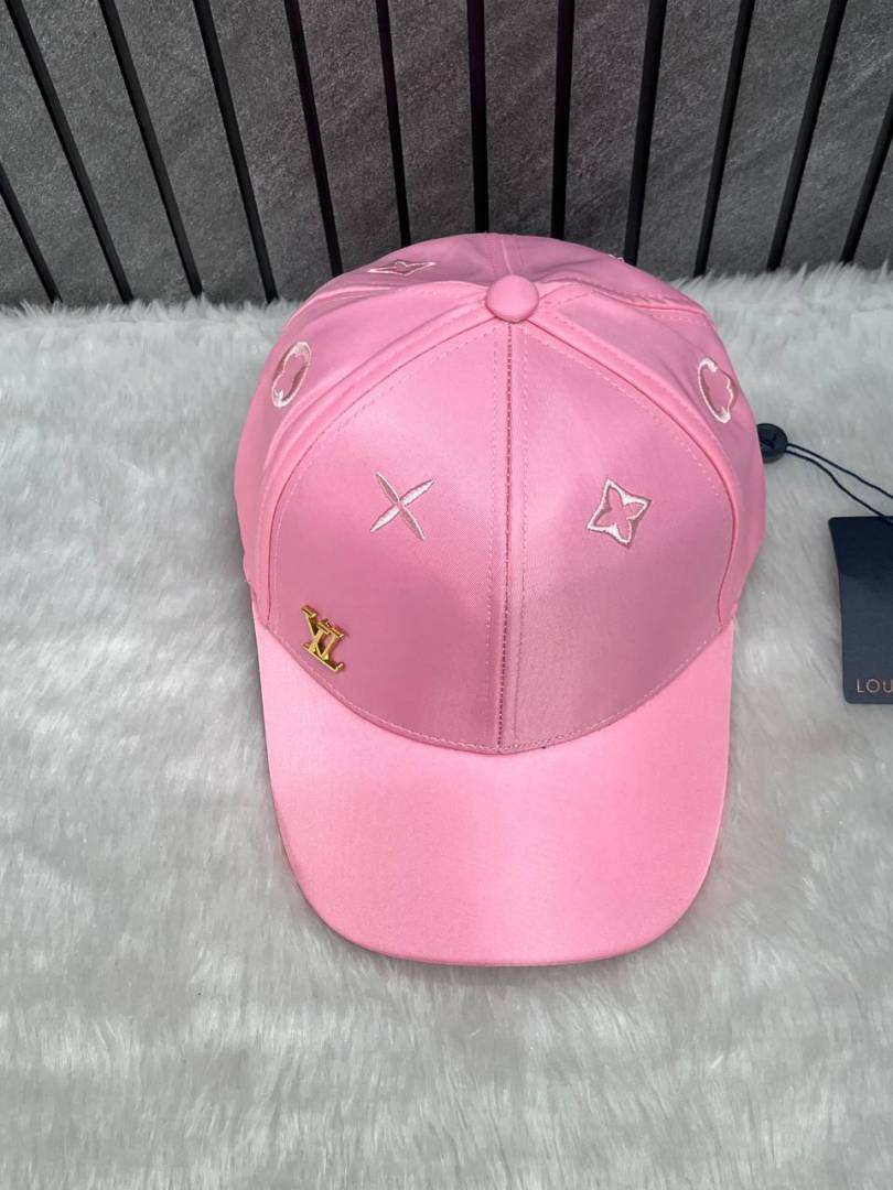 Louis_Vuitton_Nylon_Pink_Small_Side_Logo_Flower_Top_Premium_Unisex_Cap_With_Safety_Box