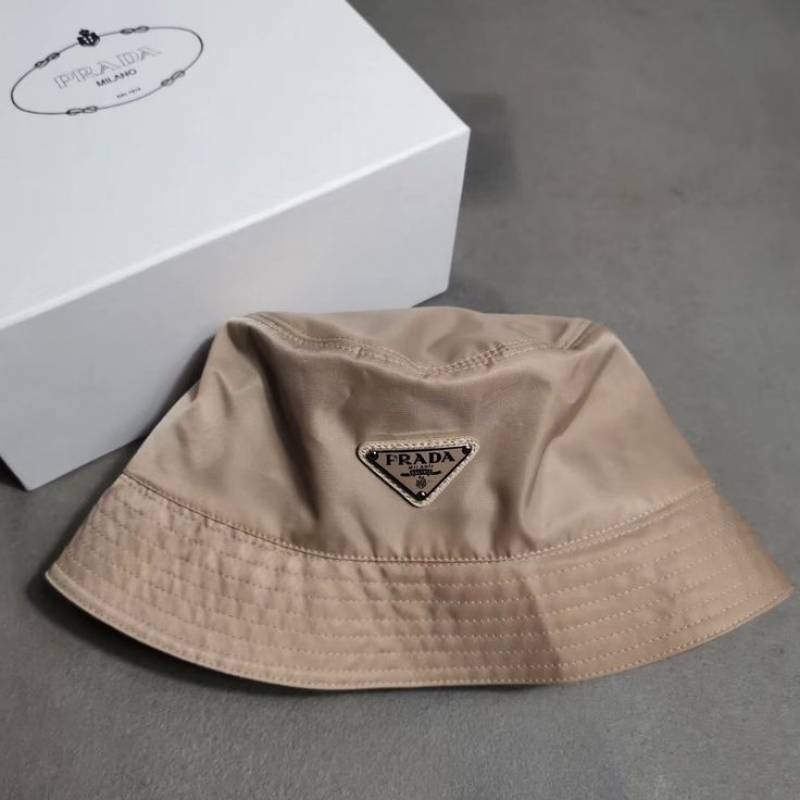 Prada_Nylon_Premium_Unisex_Beige_Bucket_Hat_With_Safety_Box