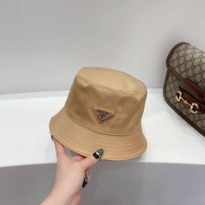 Prada_Nylon_Premium_Unisex_Beige_Bucket_Hat_With_Safety_Box