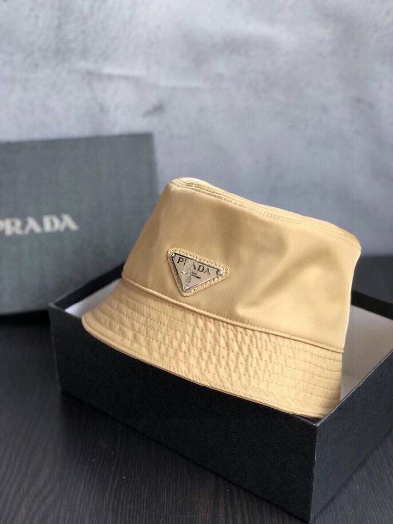 Prada_Nylon_Premium_Unisex_Beige_Bucket_Hat_With_Safety_Box