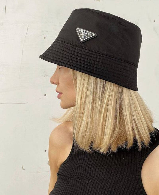 Prada_Nylon_Premium_Unisex_Black_Bucket_Hat_With_Safety_Box
