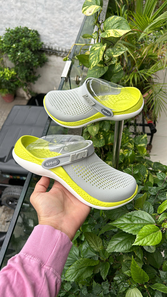 Crocs literide grey with yellow