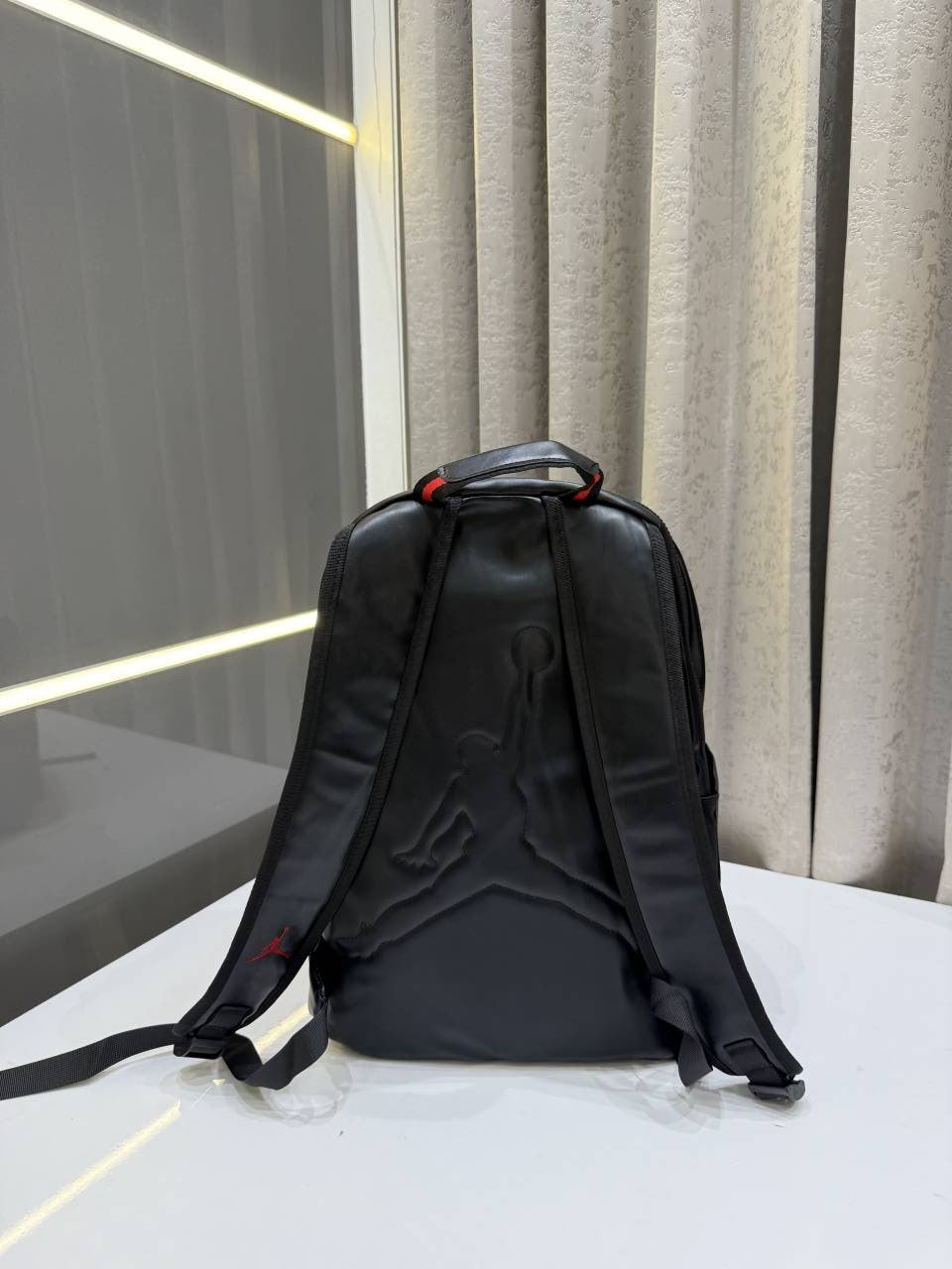 AIR JORDAN VARSITY BLACKRED BAGPACK LETTERING THE JUMPAN LOGO PREMIUM