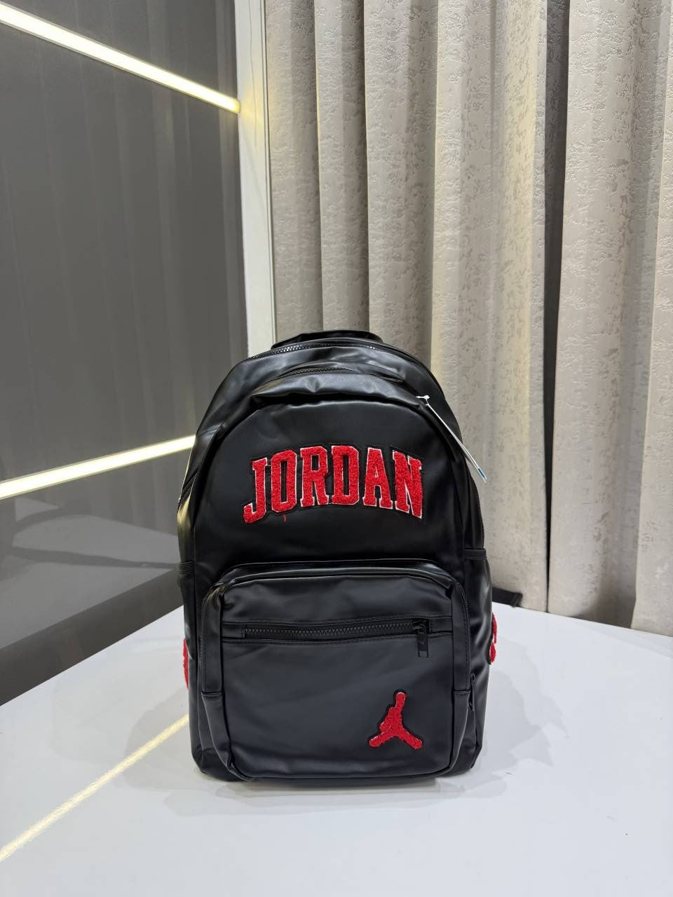 AIR JORDAN VARSITY BLACKRED BAGPACK LETTERING THE JUMPAN LOGO PREMIUM