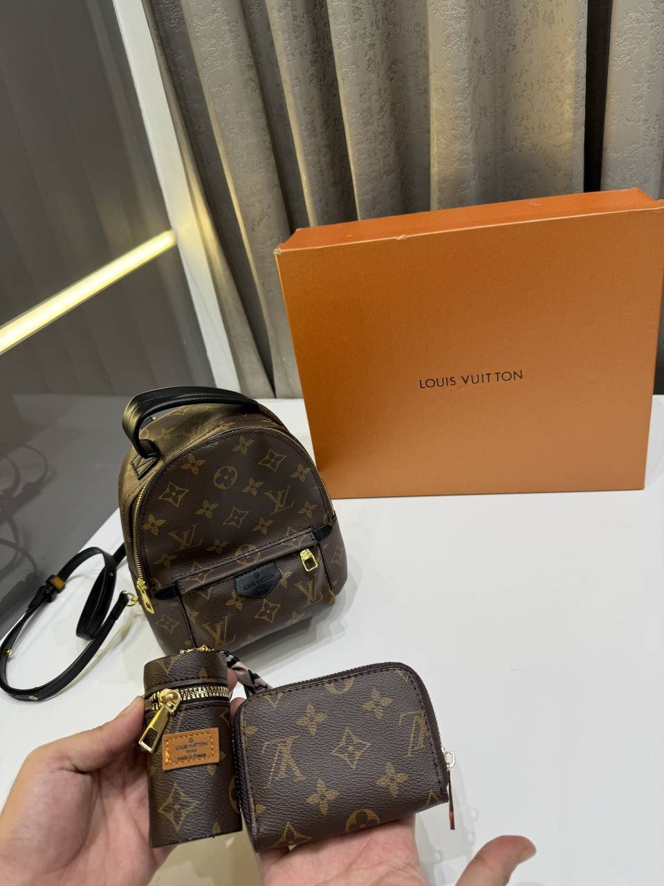 LOUIS VUITTON BROWN PREMIUM GIFT SET BAGPACK WITH OG BOX & PACKING