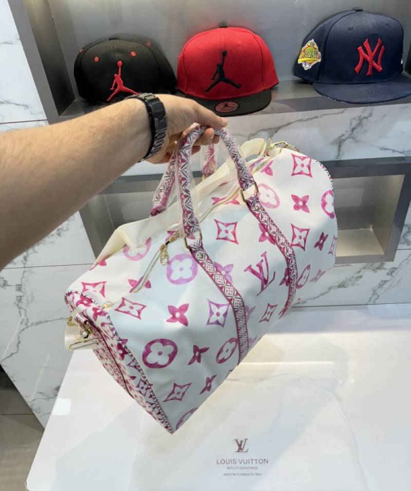 Louis Vuitton White Limited Edition Monogram Premium Travel Duffel Bag