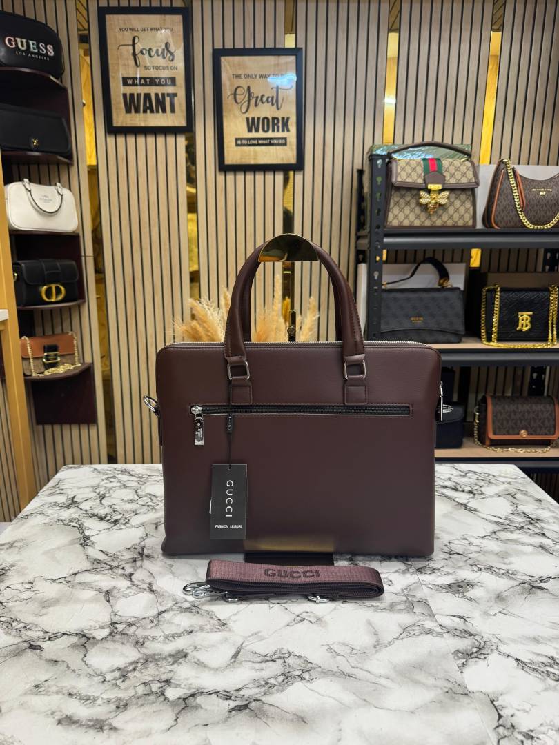 GUCCI CLASSIC EMBOSSED LAPTOP WITH SLING PREMIUM QUALITY (BROWN)