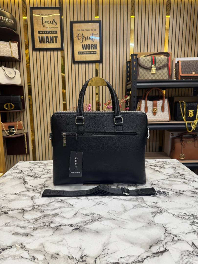 Gucci GG Embossed Premium Quality Laptop Bag With Strap (Black)