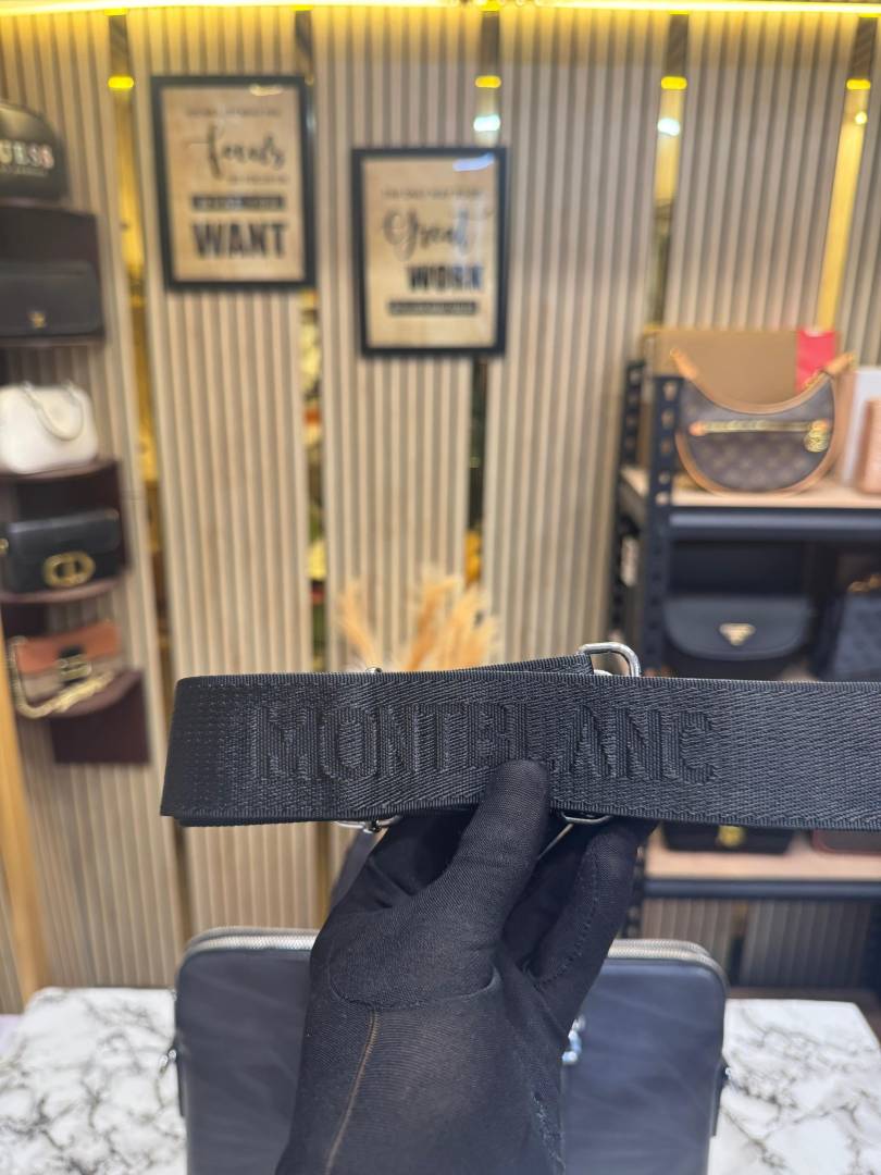 Mont Blanc Polished Premium Quality Laptop Bag With Strap (Black)