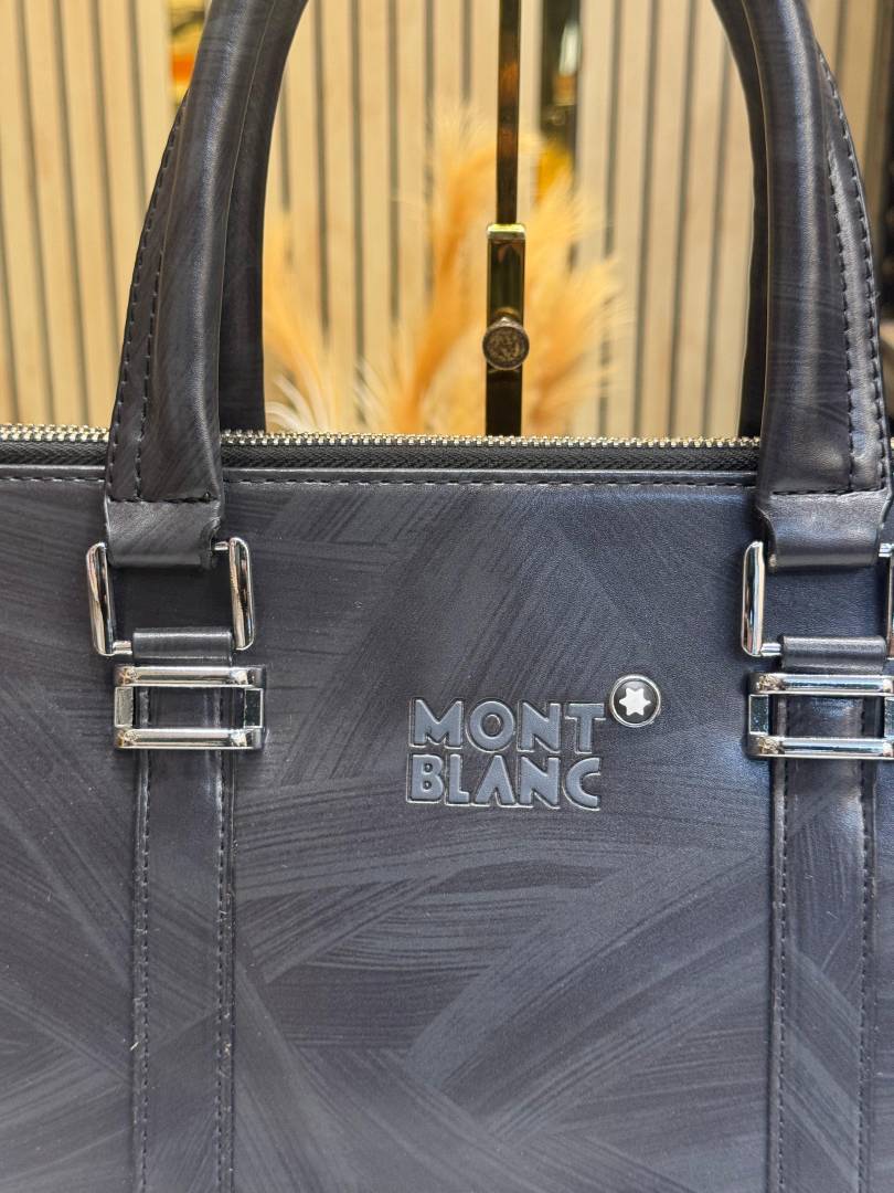 Mont Blanc Polished Premium Quality Laptop Bag With Strap (Black)