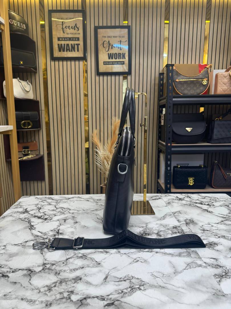 Mont Blanc Polished Premium Quality Laptop Bag With Strap (Black)