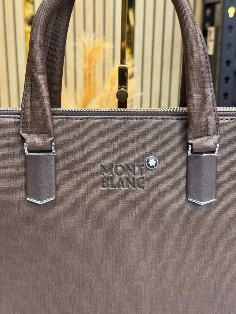 Mont blanc Elegant Brown Leather Premium Quality Laptop Bag