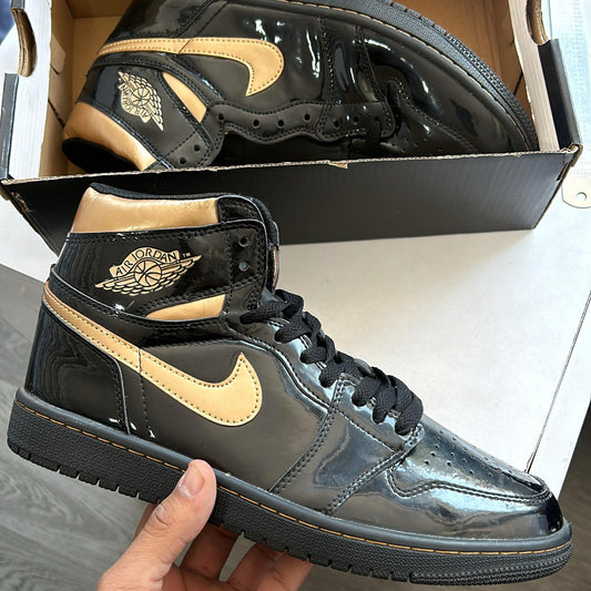 Nike air jordan 1s high metallic patent gold