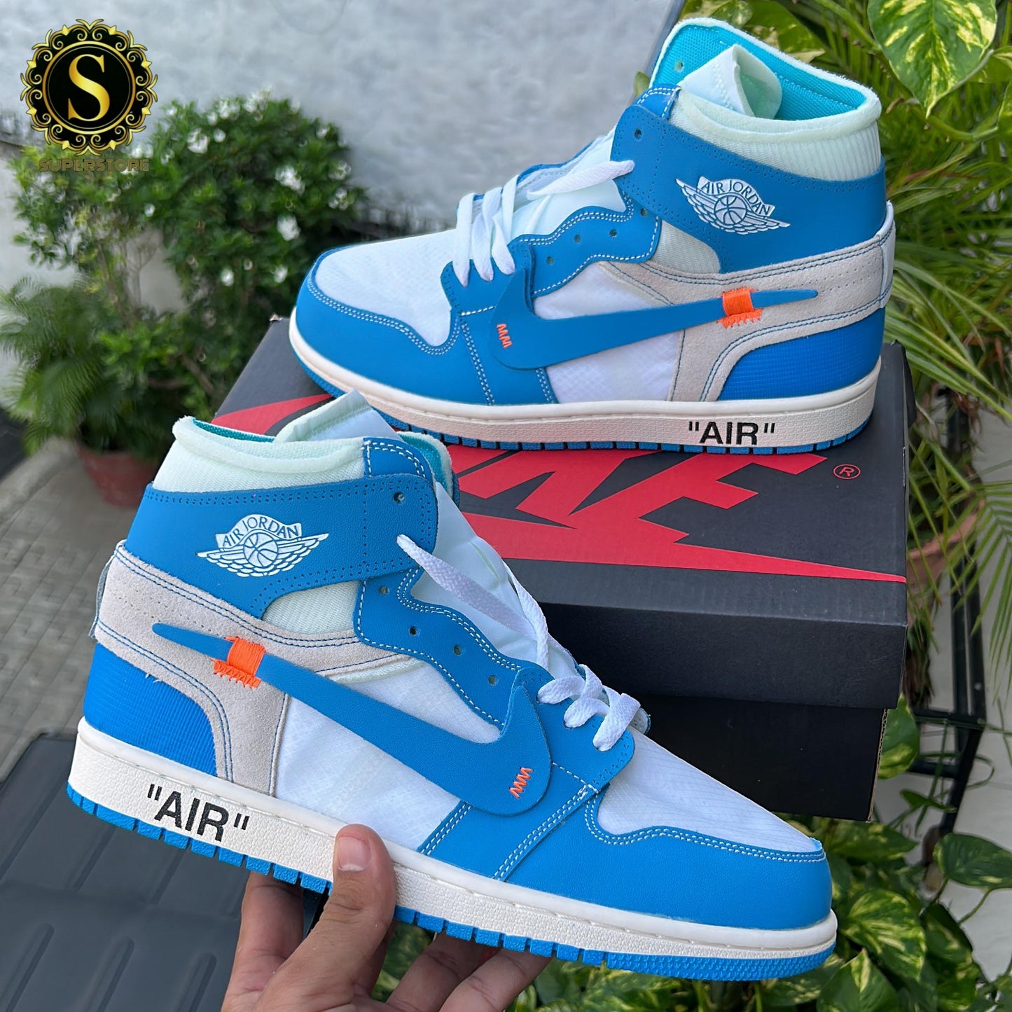 Nike air jordan 1 high off-white university blue