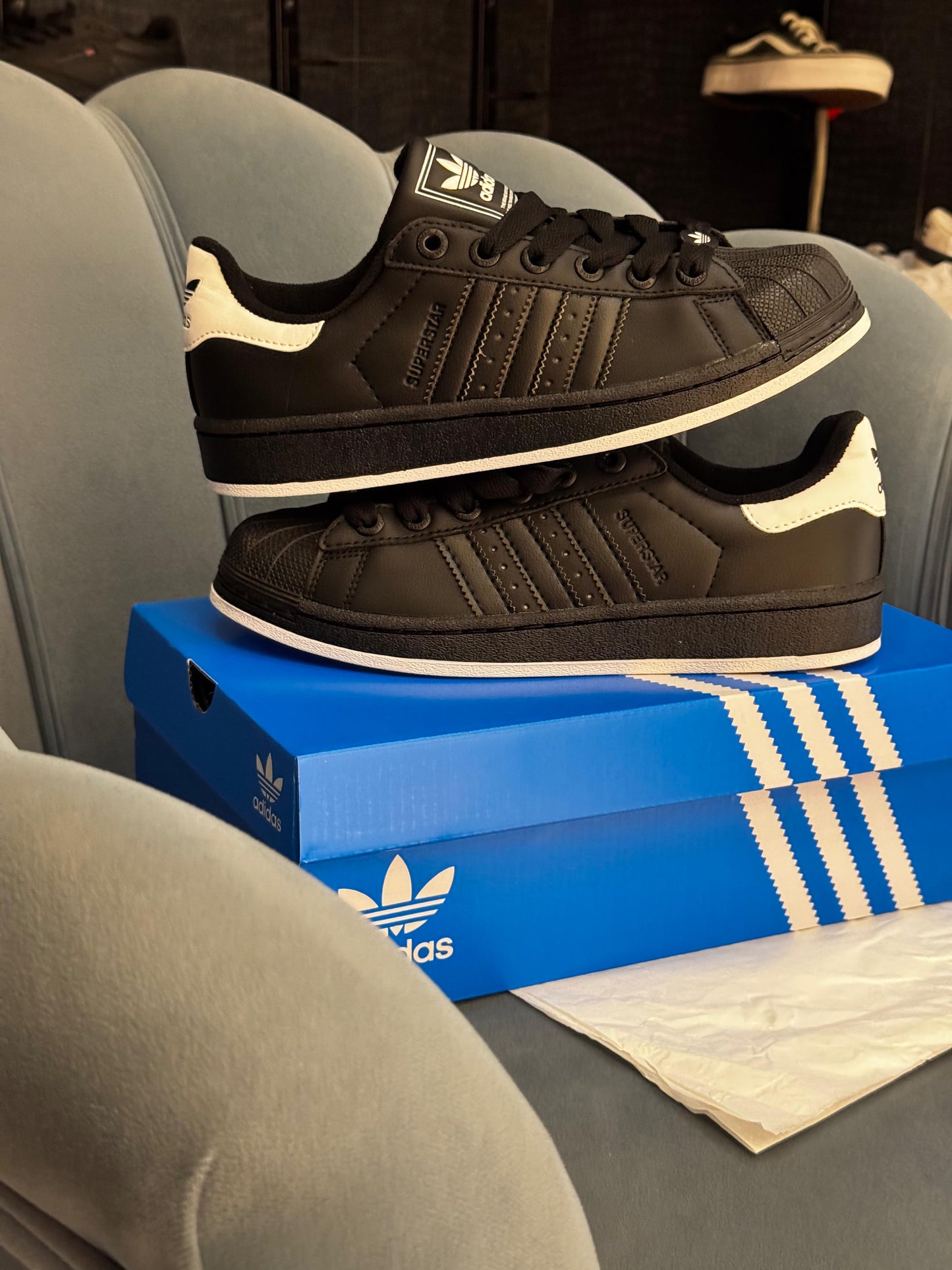 Adidas originals superstar black white sole