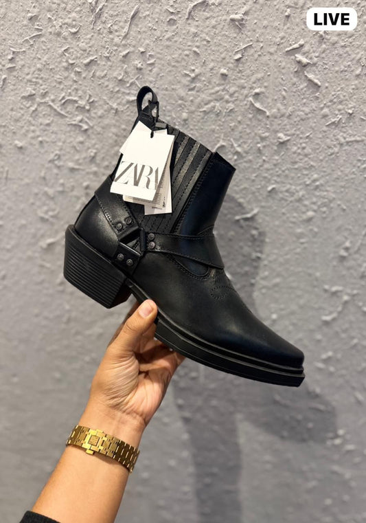 Zara cowboy leather boots