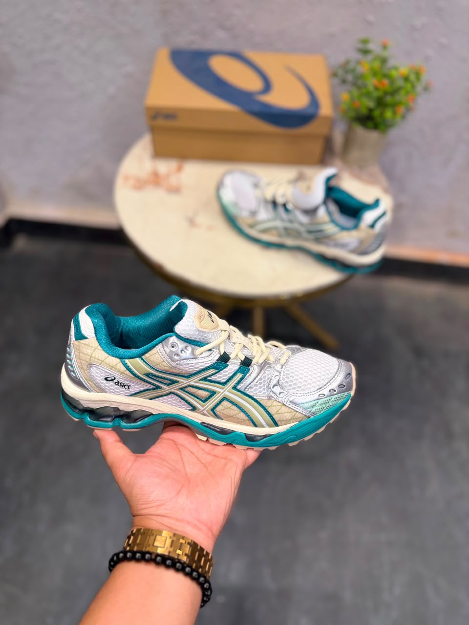 Asics nimbus 10.1 offwhite green