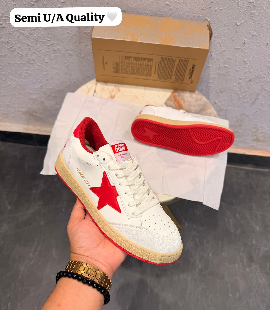 Golden goose ball star white red