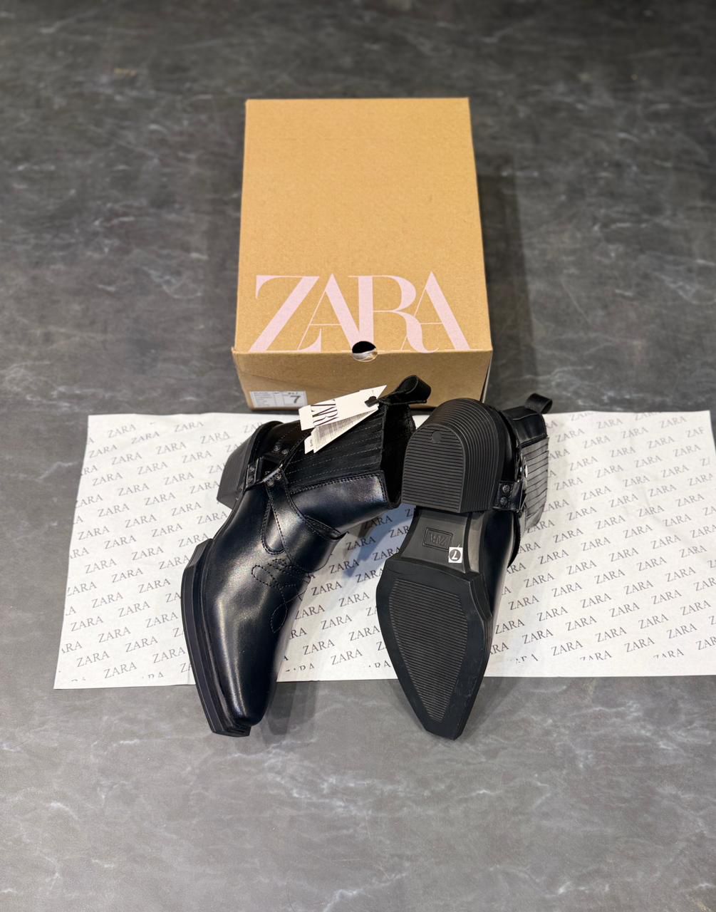 Zara cowboy leather boots