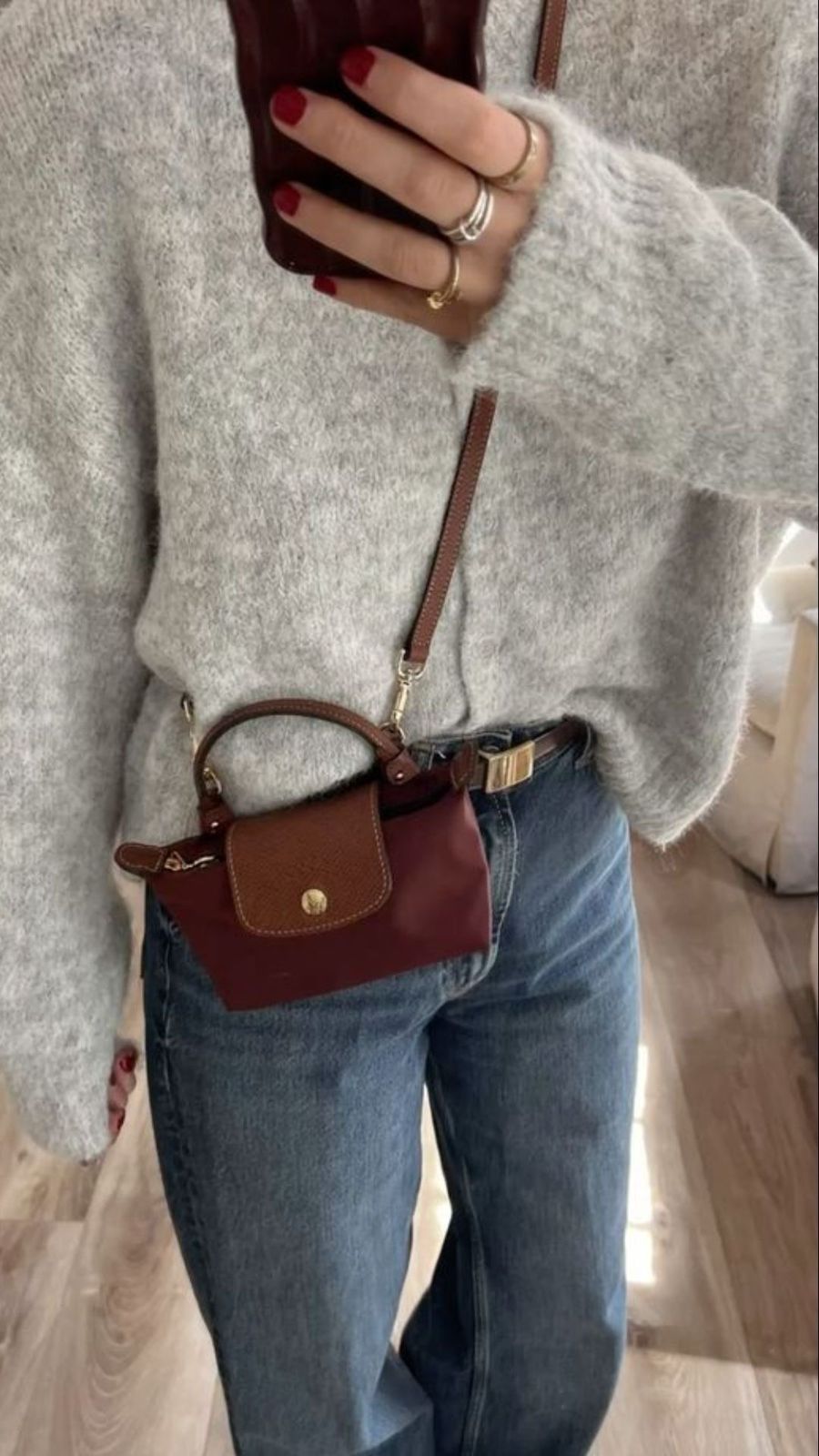 Long champ le pilage mini crossbody bag