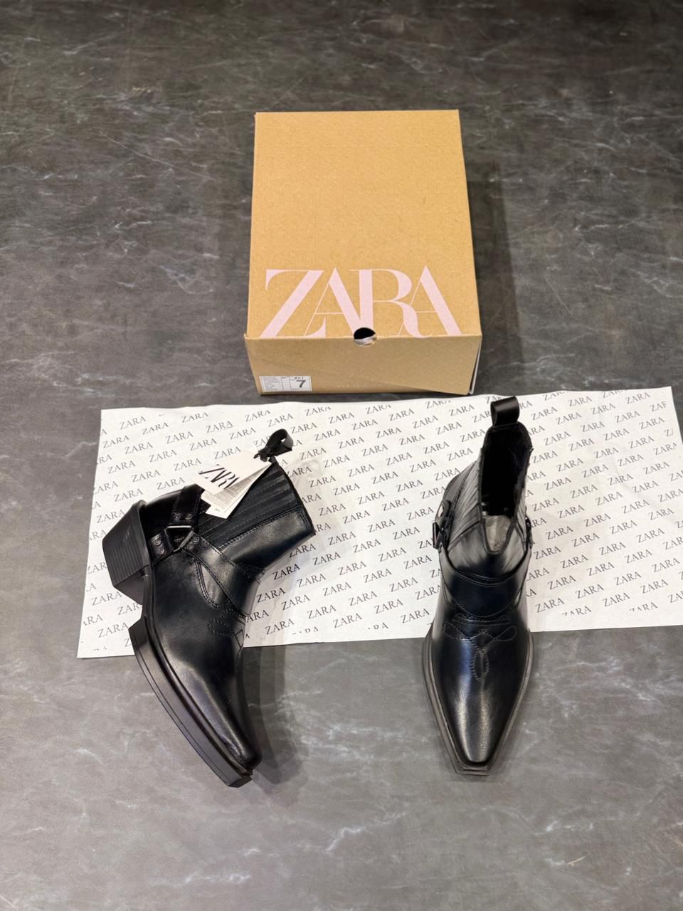 Zara cowboy leather boots