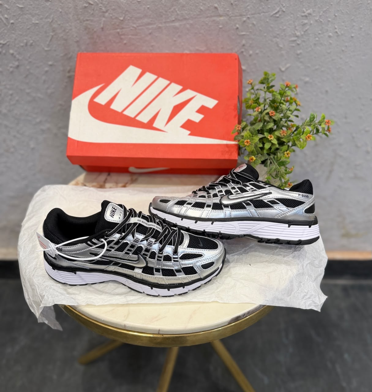 Nike p-6000 trainer metallic black