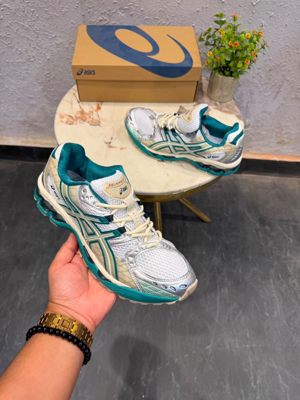 Asics nimbus 10.1 offwhite green
