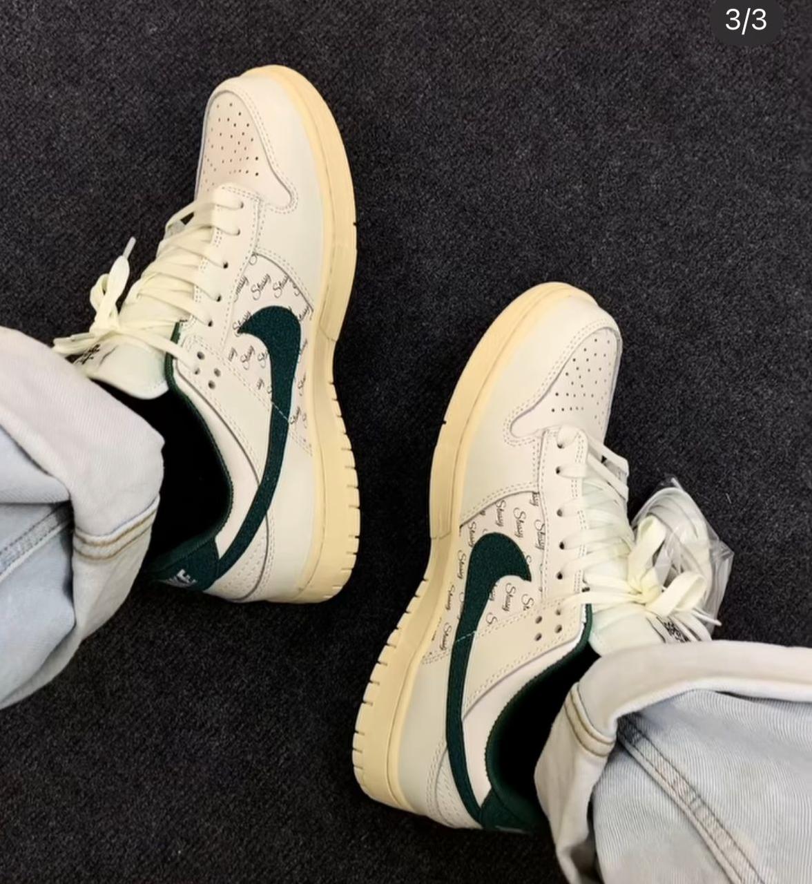 Nike sb dunk stussy white green 2025